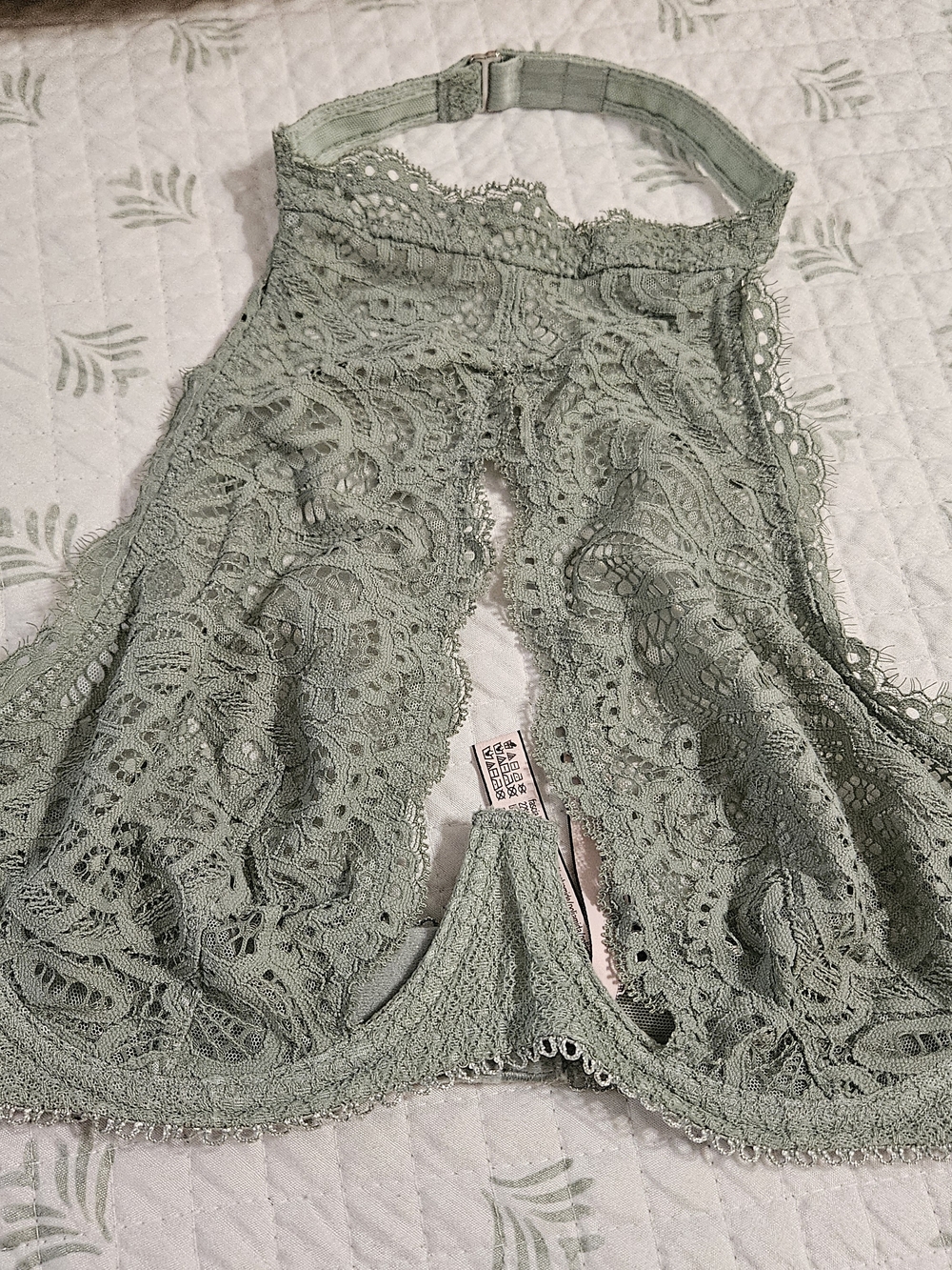 Victoria Secret Lace Halter Demi Bralette Sage Green 34dd